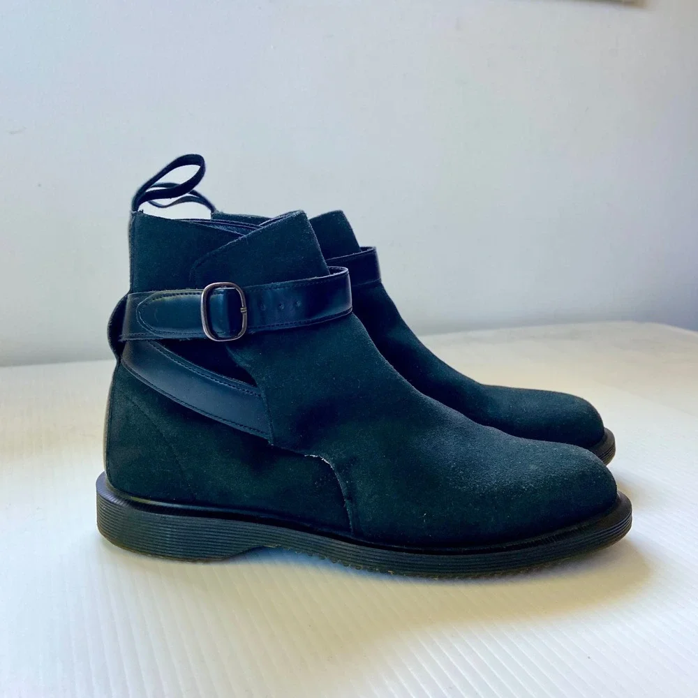 Dr Martens Teresa Black Suede Leather Chelsea Jhodpur Ankle Boots Womens 7